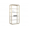 Sunpan Ambretta Bookcase - Large in Gold / Clear - Angled with Decor