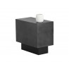 Sunpan Blakely End Table in Gunmetal - Angled with Decor