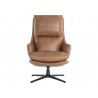 Sunpan Cardona Swivel Lounge Chair - Black with Marseille Camel Leather - Front View