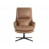 Sunpan Cardona Swivel Lounge Chair - Black with Marseille Camel Leather - Front View - Sunpan Cardona Swivel Lounge Chair - Black with Marseille Camel Leather - Front View