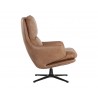 Sunpan Cardona Swivel Lounge Chair - Black with Marseille Camel Leather - Side