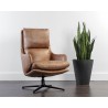 Sunpan Cardona Swivel Lounge Chair - Black with Marseille Camel Leather - Lifestyle