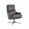 Sunpan Cardona Swivel Lounge Chair - Gunmetal with Marseille Camel Leather - Angled View - Sunpan Cardona Swivel Lounge Chair - Gunmetal with Marseille Camel Leather - Angled View