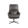 Sunpan Cardona Swivel Lounge Chair - Gunmetal with Marseille Camel Leather - Front