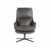 Sunpan Cardona Swivel Lounge Chair - Gunmetal with Marseille Camel Leather - Front - Sunpan Cardona Swivel Lounge Chair - Gunmetal with Marseille Camel Leather - Front