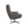 Sunpan Cardona Swivel Lounge Chair - Gunmetal with Marseille Camel Leather - Side View