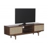 Sunpan Akita Media Console And Cabinet - Angled with TV