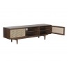 Sunpan Akita Media Console And Cabinet - Angled with Cabinet Opened