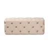 Jasmine Modern Contemporary Glam and Luxe Beige Velvet Fabric Upholstered Button Tufted Bench Ottoman - Front