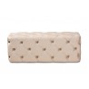 Jasmine Modern Contemporary Glam and Luxe Beige Velvet Fabric Upholstered Button Tufted Bench Ottoman - Front