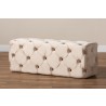 Jasmine Modern Contemporary Glam and Luxe Beige Velvet Fabric Upholstered Button Tufted Bench Ottoman - Lifestyle 1