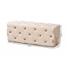 Jasmine Modern Contemporary Glam and Luxe Beige Velvet Fabric Upholstered Button Tufted Bench Ottoman - Dimensions