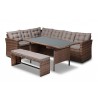 Angela Modern and Contemporary Grey Fabric Upholstered and Brown Finished 4-Piece Woven Rattan Outdoor Patio Set