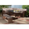 Angela Modern and Contemporary Grey Fabric Upholstered and Brown Finished 4-Piece Woven Rattan Outdoor Patio Set - Lifestyle 2