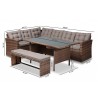 Angela Modern and Contemporary Grey Fabric Upholstered and Brown Finished 4-Piece Woven Rattan Outdoor Patio Set - Lifestyle 1 - Dimensions