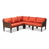 Breida Modern and Contemporary Orange Fabric Upholstered and Brown Finished