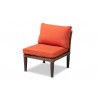 Breida Modern and Contemporary Orange Fabric Upholstered and Brown Finish - Armless Chair