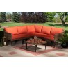 Breida Modern and Contemporary Orange Fabric Upholstered and Brown Finished 6-Piece Woven Rattan Outdoor Patio Set - Lifestyle 2