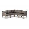 Breida Modern and Contemporary Dark Grey Fabric Upholstered and Light Grey Finished