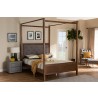 Natasha Grey Fabric Upholstered and Walnut Brown Finished Wood King Size Bed - Lifestyle