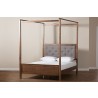 Natasha Grey Fabric Upholstered and Walnut Brown Finished Wood King Size Bed - Lifestyle