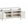 Sunpan Ambrose Modular Media Console in Cabinet in Champagne Gold And Cream - Angled Opened Drawers - Sunpan Ambrose Modular Media Console in Cabinet in Champagne Gold And Cream - Angled Opened Drawers