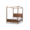 Veronica Modern and Contemporary Walnut Brown Finished Wood King Size Platform Canopy Bed - White BG