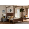 Veronica Modern and Contemporary Walnut Brown Finished Wood King Size Platform Canopy Bed - Lifestyle