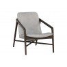 Sunpan Cinelli Lounge Chair In Dark Brown And Saloon Light Grey Leather - Angled View