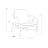 Sunpan Cinelli Lounge Chair In Dark Brown And Saloon Light Grey Leather - Dimensions