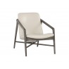 Sunpan Cinelli Lounge Chair In Ash Grey And Astoria Cream Leather - Angled
