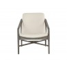 Sunpan Cinelli Lounge Chair In Ash Grey And Astoria Cream Leather - Front