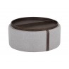 Sunpan Borelli Wheeled Storage Ottoman - Belfast Heather Grey / Autumn Chestnut - Fully Opened