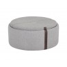 Sunpan Borelli Wheeled Storage Ottoman - Belfast Heather Grey / Autumn Chestnut - Door Closed