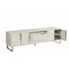 Sunpan Barnette Media Console And Cabinet - Angled with Opened Cabinet