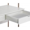 Sunpan Ambrose Modular Wall Desk in Champagne Gold And Cream - Opened Drawer Top Angled