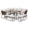 Lillian Modern and Contemporary Light Grey Upholstered and Brown Finished 5-Piece Woven Rattan Outdoor Patio Set - Dimensions