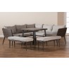 Lillian Modern and Contemporary Light Grey Upholstered and Brown Finished 5-Piece Woven Rattan Outdoor Patio Set - Lifestyle 2