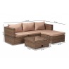 Addison Modern and Contemporary Light Brown Upholstered and Brown Finished 3-Piece Woven Rattan Outdoor Patio Set with Adjustable Recliner - Dimensions