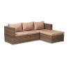 Addison Modern and Contemporary Light Brown Upholstered and Brown Finished 3-Piece Woven Rattan Outdoor Patio Set with Adjustable Recliner - Sofa Set
