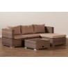 Addison Modern and Contemporary Light Brown Upholstered and Brown Finished 3-Piece Woven Rattan Outdoor Patio Set with Adjustable Recliner - Lifestyle