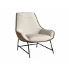Sunpan Lucier Lounge Chair Belfast Oatmeal / Bravo Cognac - Front Side Angle - Sunpan Lucier Lounge Chair Belfast Oatmeal / Bravo Cognac - Front Side Angle