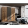 Manhattan Comfort Gramercy Modern Freestanding Wardrobe Armoire Closet in Nature and Textured Grey