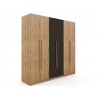 Manhattan Comfort Gramercy Modern Freestanding Wardrobe Armoire Closet in Nature and Textured Grey Side