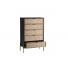 Sunpan Avida Chest in Gold and Black/Natural - Angled with Opened Drawer