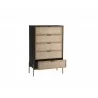 Sunpan Avida Chest in Gold and Black/Natural - Angled with Opened Drawer - Sunpan Avida Chest in Gold and Black/Natural - Angled with Opened Drawer