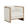 Sunpan Chloe Lounge Chair in Natural And Heather Ivory Tweed - Angled View
