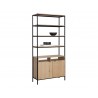 Ambrose Modular Bookcase in Rustic Oak And Black - Large - Angled with Decor