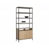 Ambrose Modular Bookcase in Rustic Oak And Black - Large - Angled with Decor - Ambrose Modular Bookcase in Rustic Oak And Black - Large - Angled with Decor