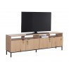 Sunpan Ambrose Modular Media Console in Cabinet in Rustic Oak and Black - Angled View